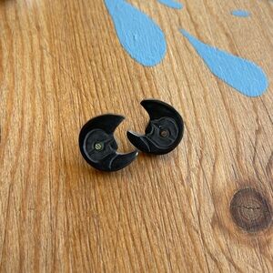 First Nations Argillite Abalone Inlay Half Moon Stud Earrings Haida Amy Edgars